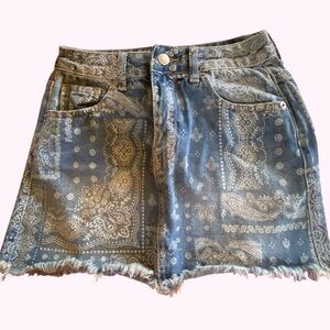 Forever 21 Indigo Paisley Denim Mini Skirt Size XS